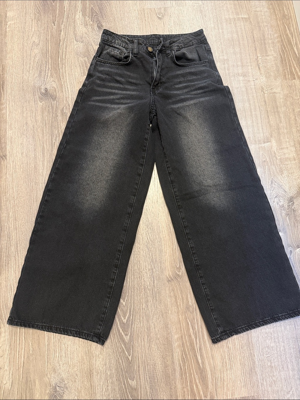 SHEIN Black Wide-Leg High-Rise Jeans